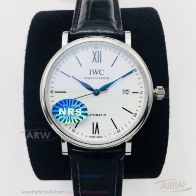 NRS Factory IWC Portofino Automatic 40 MM White Face Black Leather Strap Cal.35111 Men's Watch